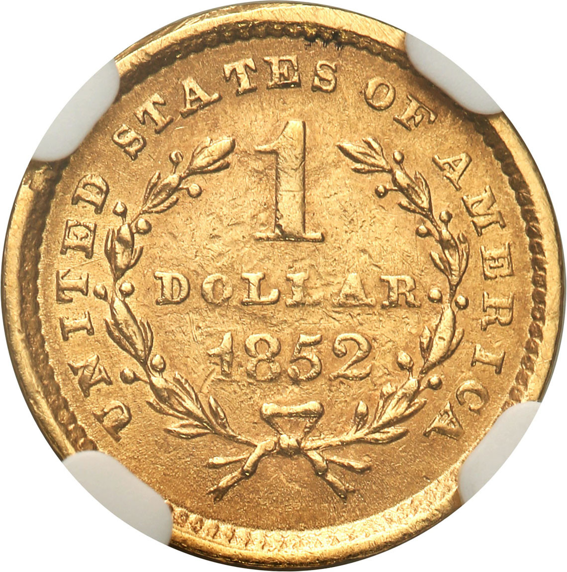 USA. 1 dolar 1852 typ I, Philadelphia NGC AU55